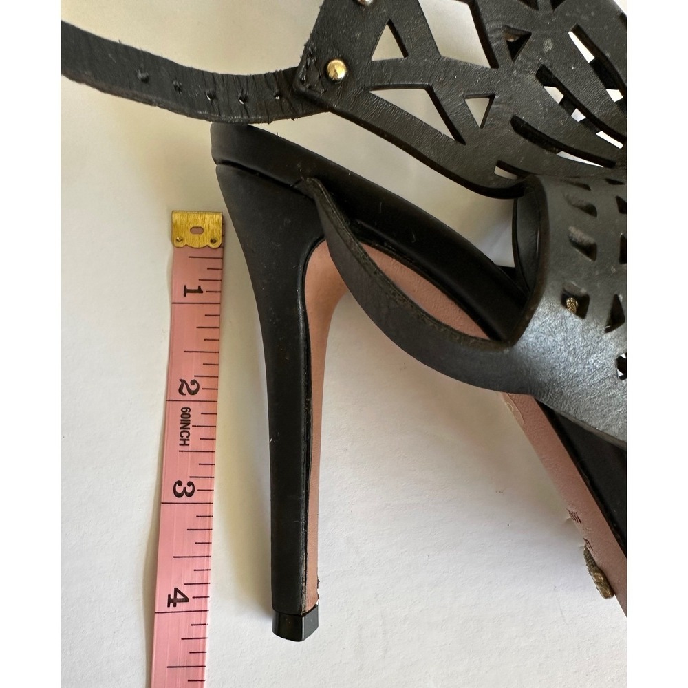 Schutz Brasiliana Gladiator Sandals Black Leather Laser Cut Removable Piece 8B - Picture 4 of 16